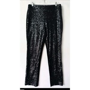 Womens 2X XXL  Sequin Leggings Lined Festival  Waist Glam Holiday Clubwear Black